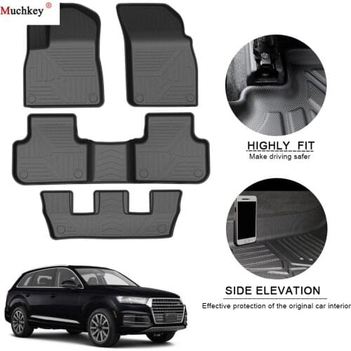 TPE Car Floor Mats For AUDI Q7 2016-2020 7 Seat Waterproof Foot Pad Rubber Carpets Auto Floor Liner Automobile Accessories