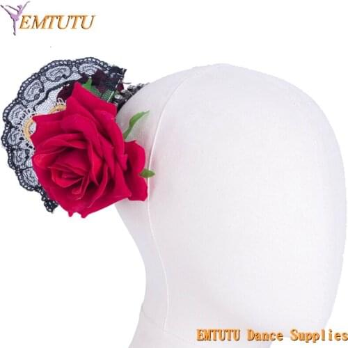 Don Quixote Ballet Headpiece Paquita Kitri Dance Ballet Dance Headdress Black Red Ballet Stage Tiara Crown Performance