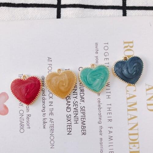 Glitter Enamel Heart Charms 20pcs/Lot 19*22mm Gold Tone Plated Zinc Alloy DIY Jewelry Earring Necklace Pendants Ornaments Charms