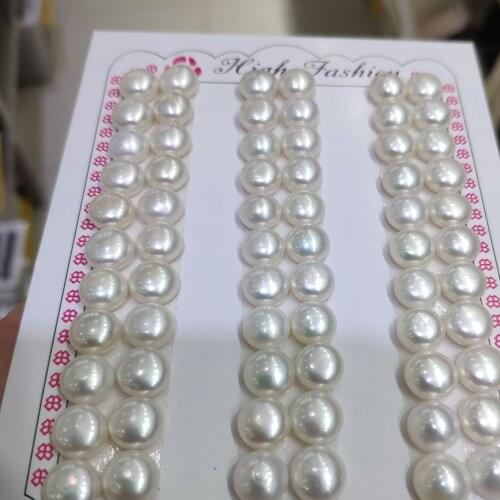 30 Pairs Natural Freshwater Native Pearl Button Shape 8-9mm Loose Beads for DIY Jewelry Making Necklace Bracelet Accessories