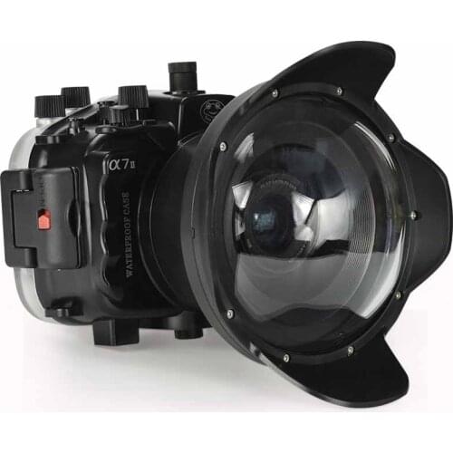 40M/130FT for Sony A7 II NG Series A7S A7R Mark II Underwater camera housing diving case with 6" Dome port (Standard port) Black