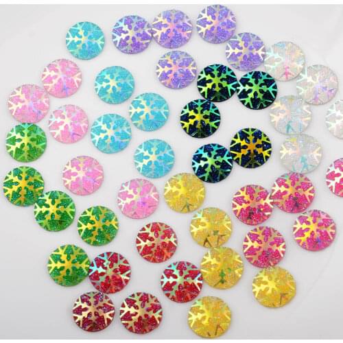 BOLIAO AB Color 40Pcs 12mm (0.47In) Round Resin Rhinestones Snowflake Flatback Mix Color Bags/Shoes Decoration Glue Not Hole