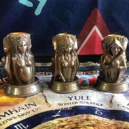 95AB Witch Goddess Candle Holder Epoxy Resin Mold Concrete Plaster Casting Silicone Mould DIY Crafts Home Decorations Mold