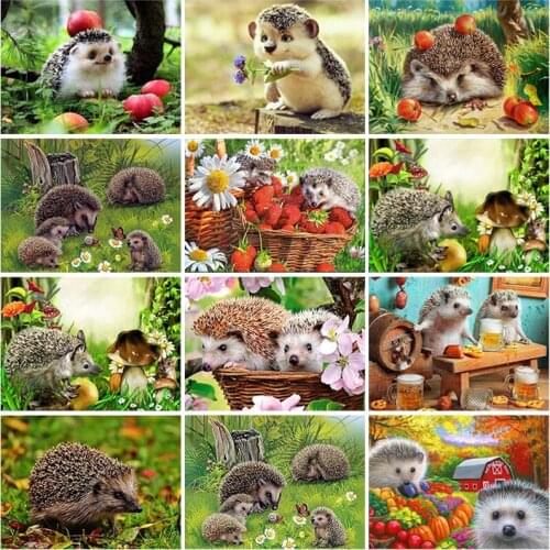 DIY 5D Diamond Embroidery Hedgehog In The Forest Full Square Round Resin Diamond Painting Animal Home Decoration New Arrival