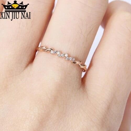Europe America Selling Slim And Delicate Simple Rose Gold Ring Inlaid White Diamond Female Ring Gemstone Diamond Rings
