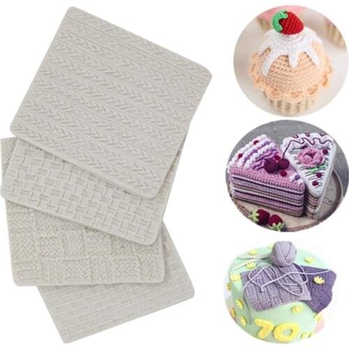Sweater Knit Texture Mat Molds Fondant Cakes Decor Tools Silicone Mold Sugarcrafts Chocolate Baking Tool For Cakes Gumpaste Form