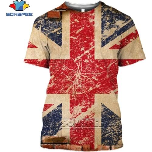 SONSPEE 3D Flag Printed T-shirt Summer British EU Design Creative Shirt Mens Oversized Casual Fashion Harajuku National Dress