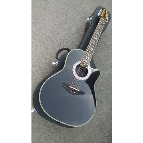 Free shipping 12 string ovation guitar round back solid ovation carbon fiber electric guitar 12 strings acoustic guitar