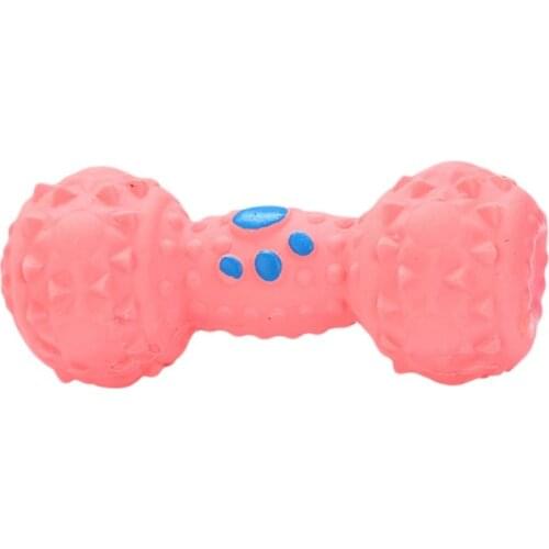 Pet Latex Dumbbell Bite Toy Play Sound Toys Pet Molar Cleaning Teeth Chewing Toys Animals Dogs Entertainment Supplies