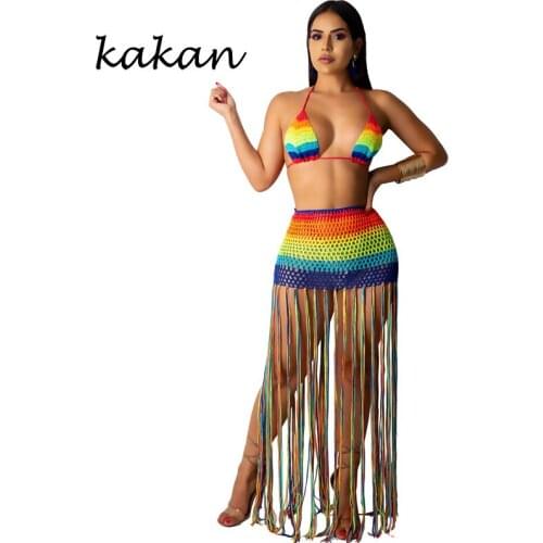 Kakan Handmade crocheted tassel dress casual suit summer hot new womens sexy dress