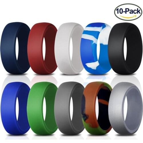 Camouflage Environmental Silicone Ring 10 Colors/set Size 12 13 14 For Men Finger Gift Hypoallergenic Army Band Rubber Ring