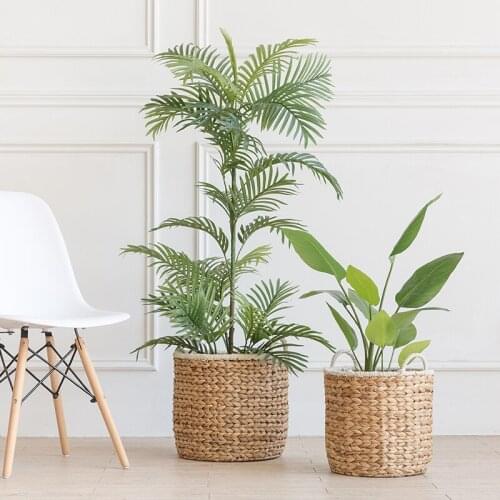 Flower basket with green basket Nordic Japanese straw storage for clothes Storage basket rattan basket