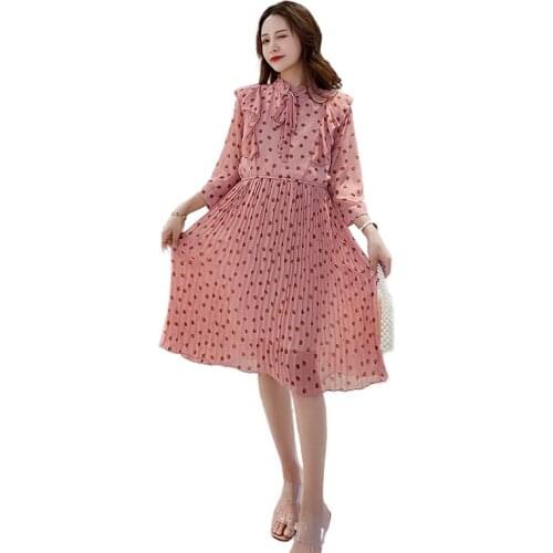 Summer Temperament Pregnant Clothes New Maternity Dress Loose Slimming Polka Dot Lace Dress Pregnancy Dresses Plus Size