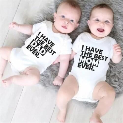 Best Dad Mom Cotton Romper Newborn Infant Baby Boys Girls Summer Bodysuit Jumpsuit Clothes Love Mama Papa Outfits