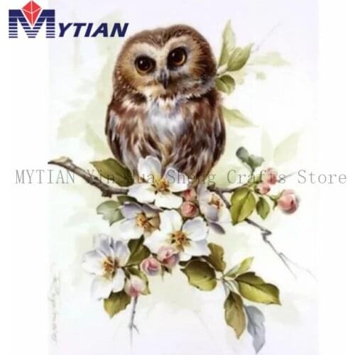 Cute Owl Tree Blossoms 5D Diamond Painting MYTIAN Diamond Embroidery Full Squate Round Drill Mosaic Rhinestone Wall Sticker