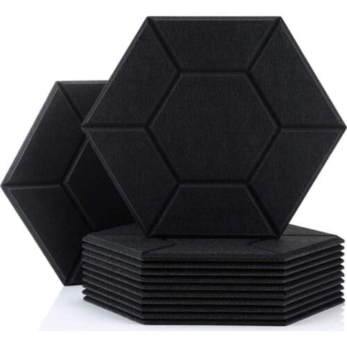 12 Pack Acoustic Panels,Hexagon Acoustic Panels,Soundproof Padding Beveled Edge Sound Dampening Panel for Home & Offices