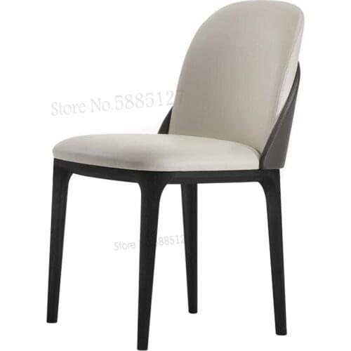 Nordic Solid Wood Soft Bag Leather Light Luxury Dining Chair Simple Home Backrest Hotel Restaurant Chair Creative Designer Chair