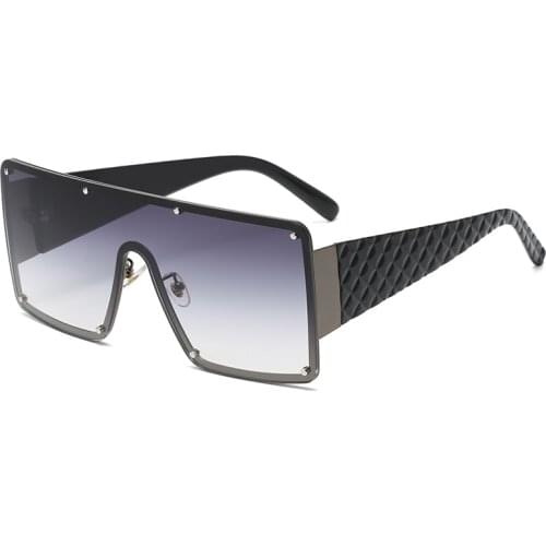 2021 New Luxury Men Women Sunglasses Square Fashion Flat Top Sun Glasses Male Plaid Personality Big Frame Shades Zonnebril Heren