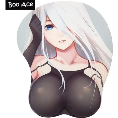 New NieR:Automata A2 Ecchi Anime 3D Mouse Pad Soft Breast Chest Gaming Mousepad with Wrist Rest Silicone gel filled