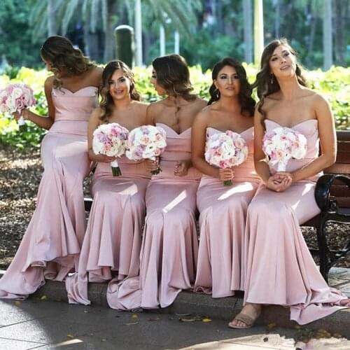 Wholesale Pink African Bridesmaid Dresses Plus Size Off The Shoulder White Lace Mermaid Wedding Guest Dress Cheap