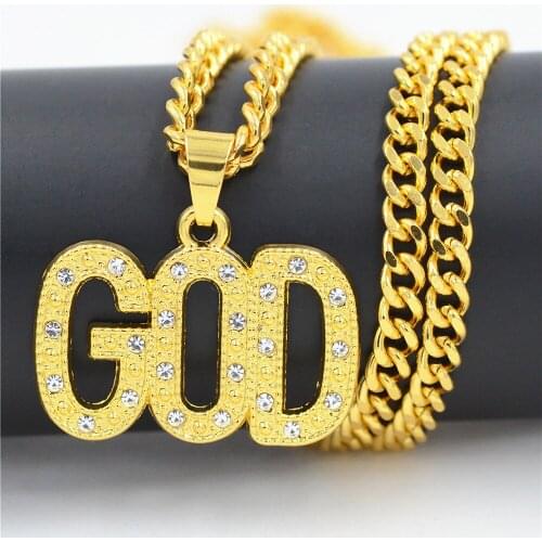 Hip hop Necklace in Europe and America mens street personal jewelry God inch letter pendant popular jewelry