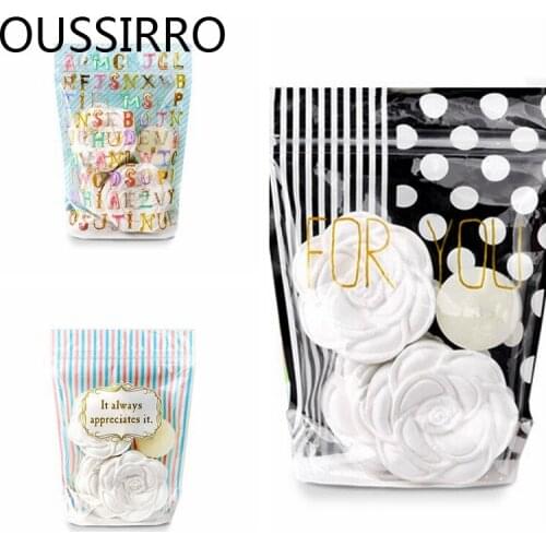 10Pcs Dots Strip Letter Christmas Gift Bag Plastic Nuts Cookies Packaging Bags Melon Seeds Food Baking Biscuit Packing Bags