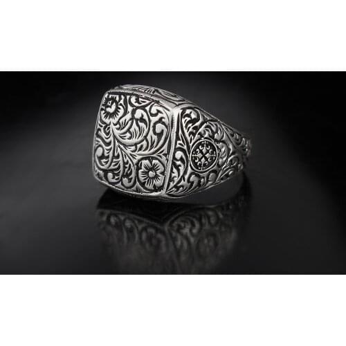 All Handmade Traditional Engraved Turkish 925 Silver Mens Handmade Signet Rings Jewelry Gift From Turkey for Women Men