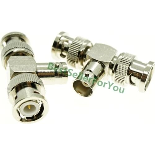 BNC Adapter BNC Female To 2 BNC Plug Male Adapter Connector T-Shaped 3 WAY