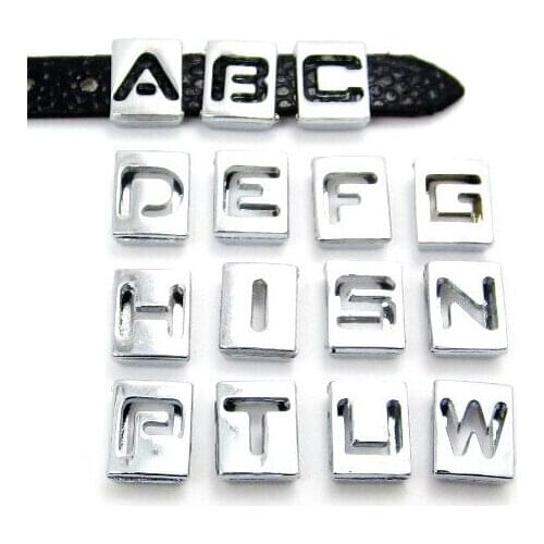 8MM Hollow Slide Charm Letters 20PCS/lot " N--Z Can Choose Each Letter " Fit For DIY Keychains