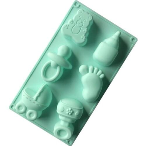 6 Cavity Baby Foot Silicone Cake Mould DIY handmade soap mold Cartoons baking mold