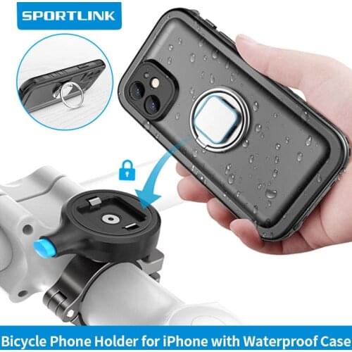 Metal Bike Phone Holder Motorcycle Handlebar Cradle Bicycle phone Mount for iPhone 12/12 Mini/12Pro Max with Waterproof Case GPS