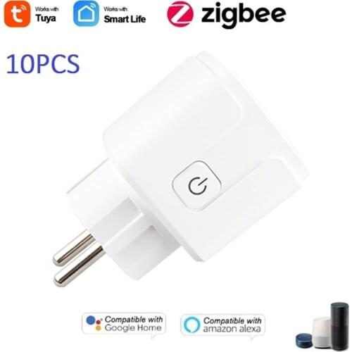 10PCS Tuya ZigBee Smart Plug 3500W EU 15A 110-250V Timer Socket Smart Home Wireless Plug Compatible Alexa Google Home Assistant