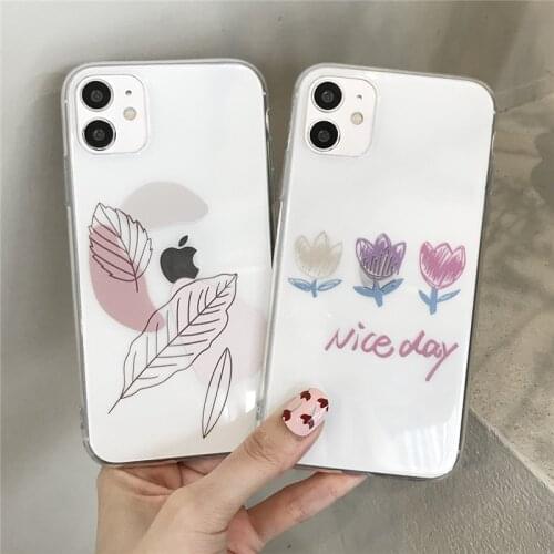 Vintage Flower Daisy Pattern Phone Case For iPhone 12 11 Pro Mini X XR XS 7 8 Plus SE 2020 Transparent Soft TPU Back Cover