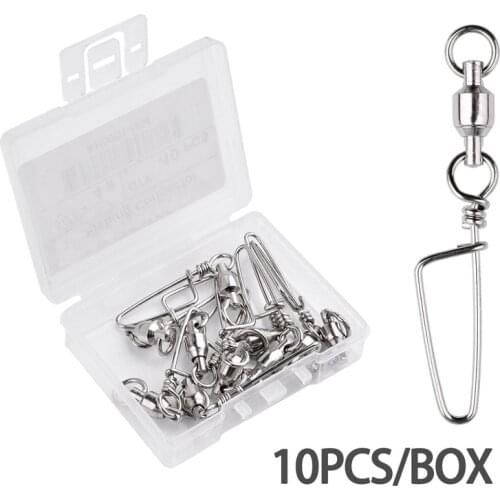 0pcs Stainless Steel Ball Bearing Fishing Swivels Snap 0-6# Rolling Sea Fishing Swivels Snaps Connector Fishing Accessories Box