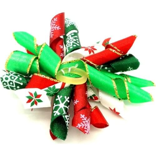 100pcs Chrismas dog bows Pet Dog Ribbon Hair Bows Curves designs Dog Accessories Christmas Festival Supplies for dogs