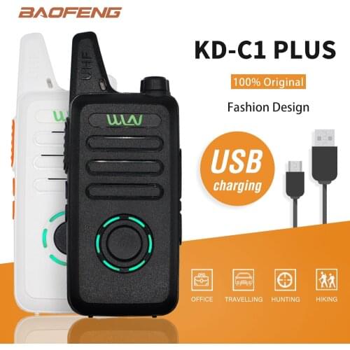 2pcs WLN KD-C1 Plus Walkie Talkie Mini Two-way Radio FM Transceiver UHF 400-470MHz Wireless Intercom Transmitter Ham Radio