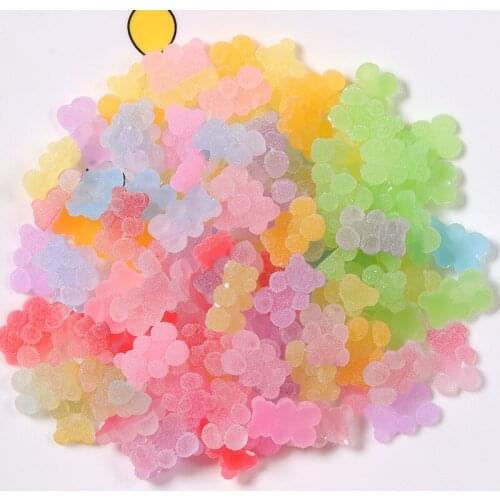 20pcs Gummy Bear Gradient Charms For Making Hairpin Necklace Bracelet Earrings Jewelry Resin Bear Pendant Headwear Accessories