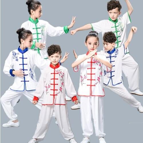 2019 chinese Tai Chi wushu uniform kungfu clothing children martial arts suit wing chun changquan performance for girl boy kids