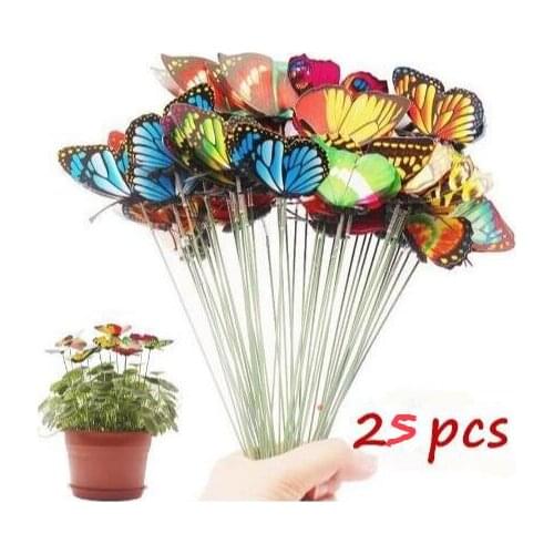 25pcs Butterfly Skewer Garden Yard Planter Colorful simulation Butterfly Stakes Decoracion Outdoor Lawn trees Flower Pots Decor