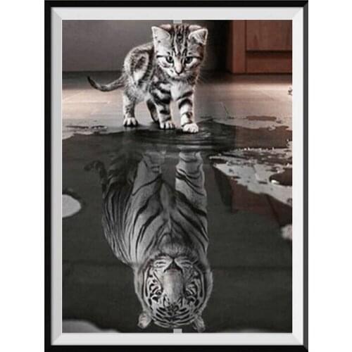 5d Diy Diamond Painting Animal Mosaic Tiger Imitation Cross Stitch Mosaic Home Decoration Wall Sticker Crafts