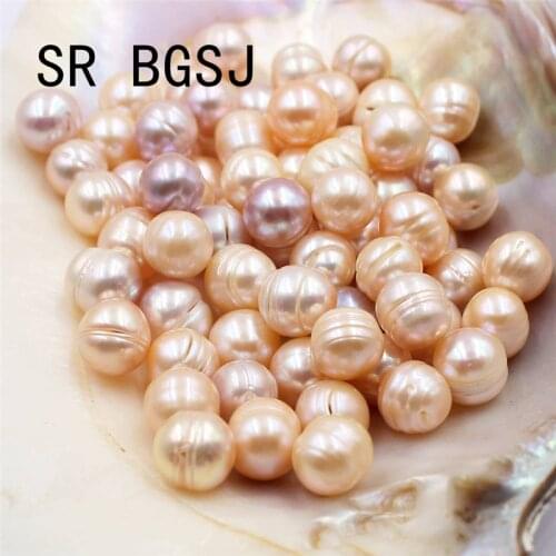 Free Shipping SR 10pcs 10mm No Hole Undrilled Mixed Pink Purple Natural Freshwater Pearl Gemstone Jewelry DIY Loose Beads