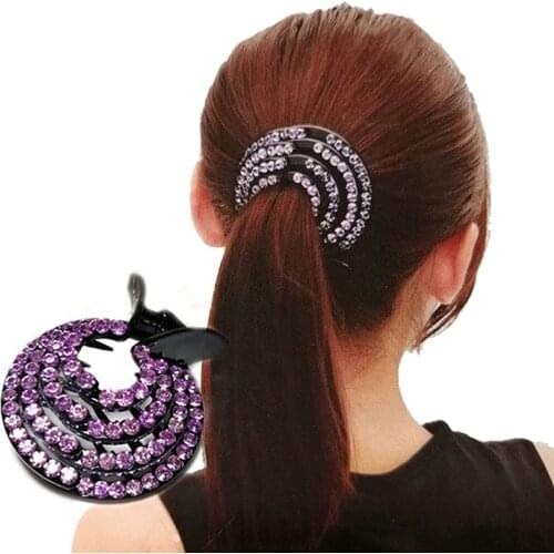 Shining Hair Accessory Women Ladies Hair Clips Nest Rhinestone Hairpin Ponytail Bun Holder Accessory High Quality 6 Colors