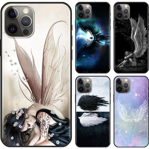 Angel Wings Cellphone Cover For iPhone 12 Mini 11 Pro X XS Max XR 8 7 6 6S Plus SE Black TPU Fundas Silicone Capa Shell Case