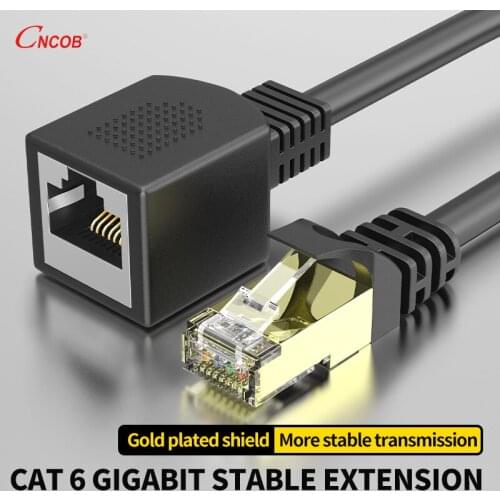 CNCOB RJ45 Ethernet Extension Cable Adapter CAT6 Gigabit Network Patch Cords Shielded Compatible with CAT 6 5E 5