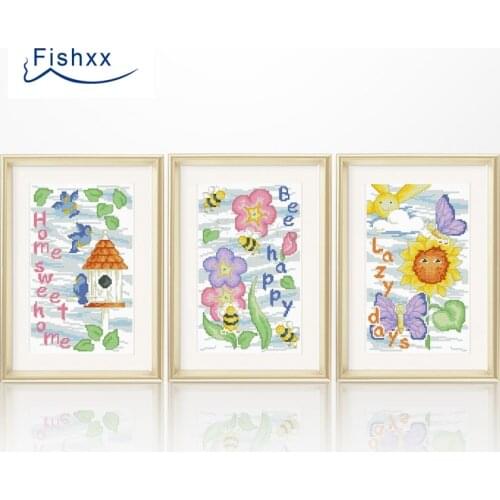 Fishxx Cross Stitch European magazine Crazy99-3 forest temptation cute three cartoon children bedroom painting