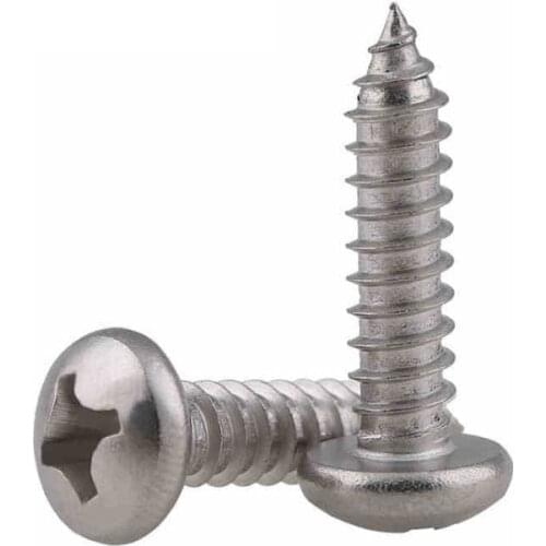 GuHua Cross Round Head Self Tapping Screw Nail PA 201 Stainless Steel Philips Pan Head Tapping Wood Screws GB845 M3m4M5 30Pcs