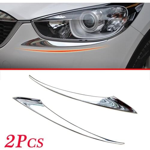Chrome Front Head Light Lamp Cover Stripes Trim Moulding Fit For Mazda CX-5 2012 2013 2014 2015 2016 Accessories 2Pcs