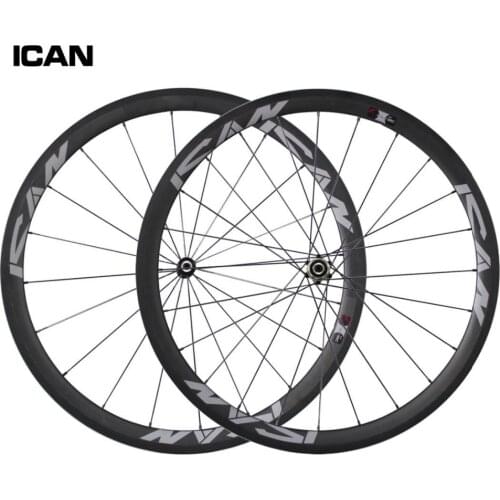 ICAN 700C carbon wheels 38mm clincher 23mm width road bike wheelset novat ec hubs with Sap im spokes with basalt brake surface