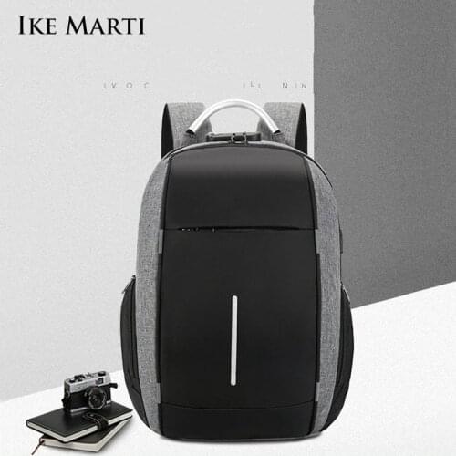 IKE MARTI Men Laptop Bag Mochila 15.6 Inch Waterproof Travel Urban Black 2021 Large Capacity Anti-Theft Backpack School Backpack