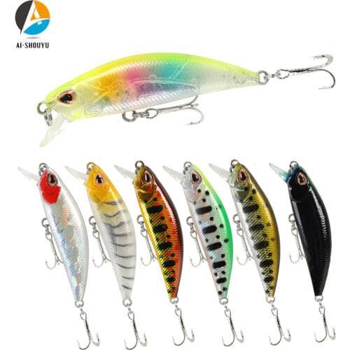 AI-SHOUYU 1pc 55mm 5g Fishing Lure Minnow Hard Bait Sinking Laser Plastic Fishing Tackle Lure 3D Eyes